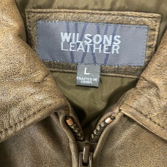 Vtg Wilsons Leather Motorcycle Bomber‎ Jacket Mens Sz L Cognac Brown 80's - Picture 6 of 16